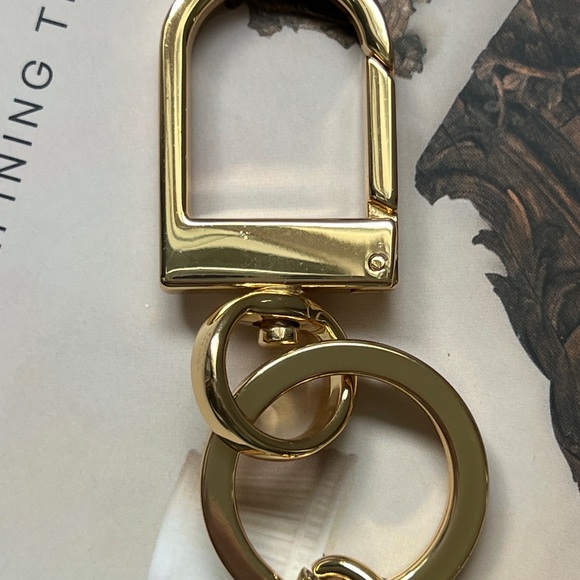 Tory Burch Mercer Leather Inlay Key Fobbag Charm - Picture 4 of 7